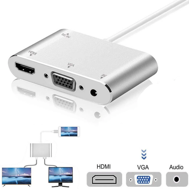 Популярный универсальный конвертер Lightning для HDMI VGA Jack аудио ТВ Кабель-адаптер для iPhone X 8 7 7 Plus 6 6S для iPad серии