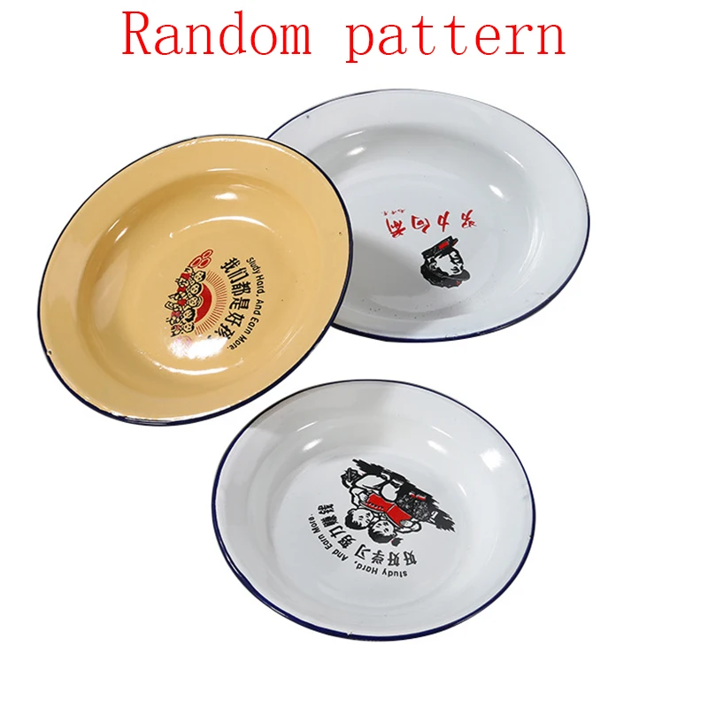 

folk style plate snacks Dinner plates enamel dish clearance processing cheap plate random pattern porcelain plates