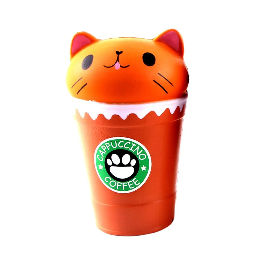 Имитация голова кота из мультфильма кофейная чашка игрушка украшение Медленный отскок декомпрессионная игрушка пена расслабленная игрушка торт образец модель