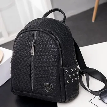 

QINRANGUIO Genuine Leather Backpack Female Top-handle Backpack Women Fashion Rivet Travel Backpacks For Women Backpack Leather