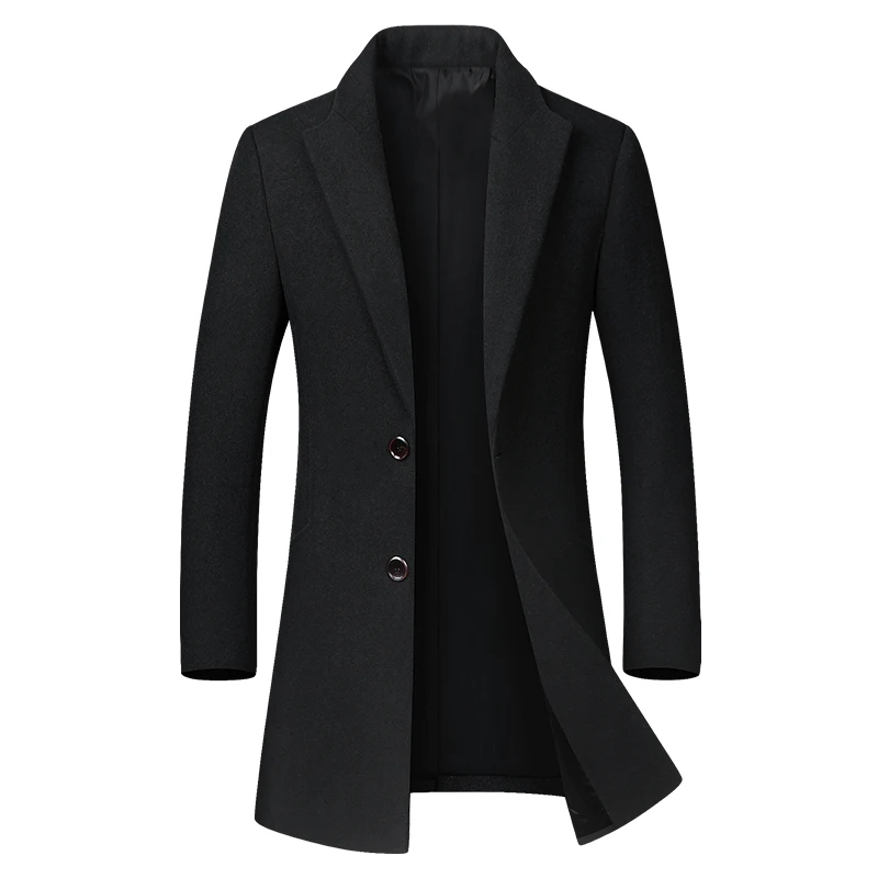 Весенне-осенние куртки для мужчин, деловые и повседневные куртки, ветрозащитные куртки, шерстяной Тренч, пальто для мужчин, ветровка Jacken Herren - Цвет: Черный