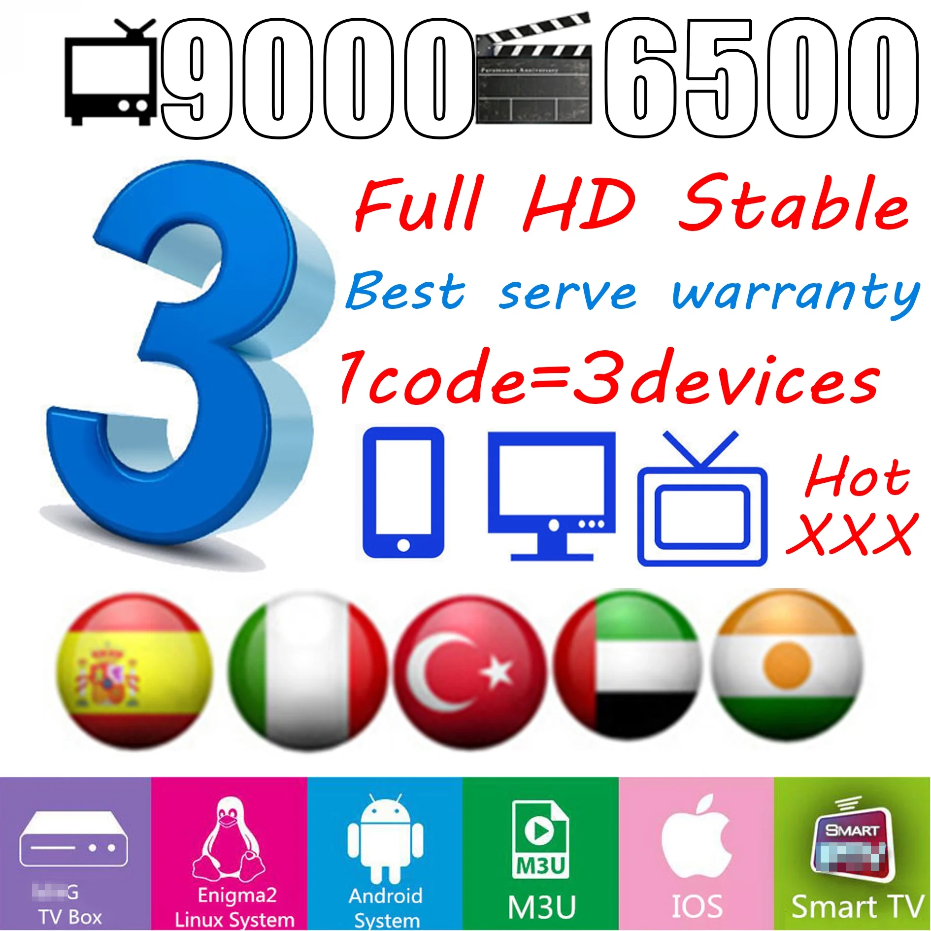 

World tv Best HD Premium TV 1/2/3 devices support free warranty Android Tv Box m3u xxx test with hot for Ssmartt Pc engima2