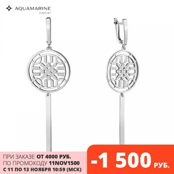 

Long earrings with cubic zirconia AQUAMARINE claim., 925 silver