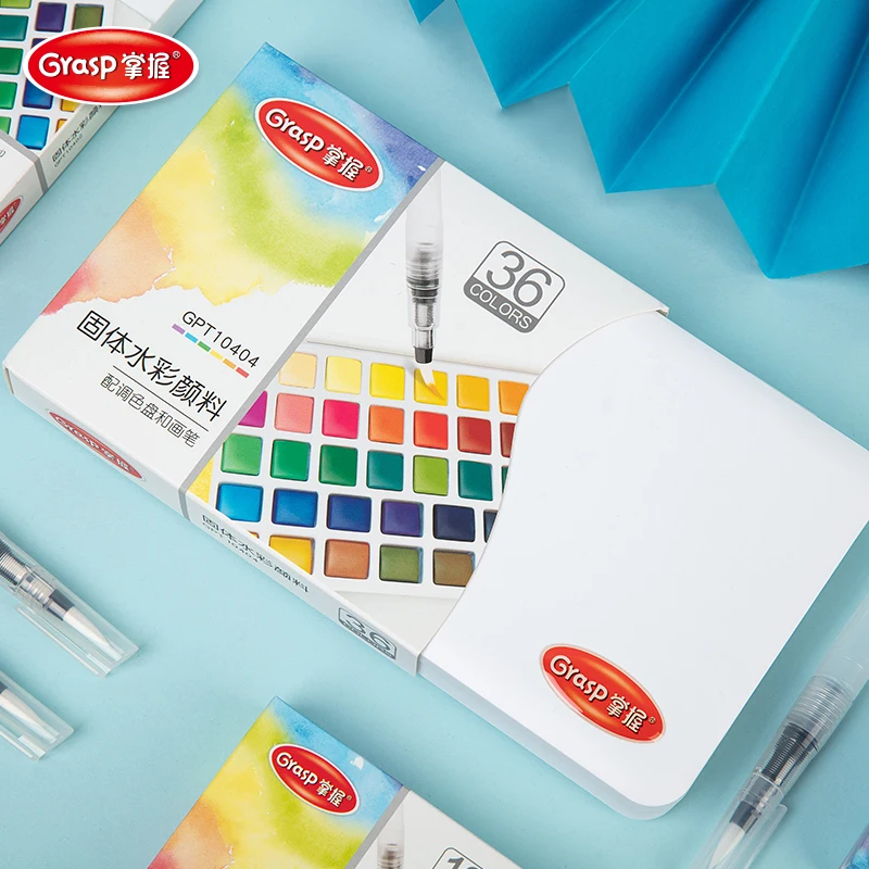 12 Color Solid Watercolor Paint Set Water Brush Pen Foldable Travel Water Color Pigment For Draw watercolor painting set,watercolor paint,watercolor pigment