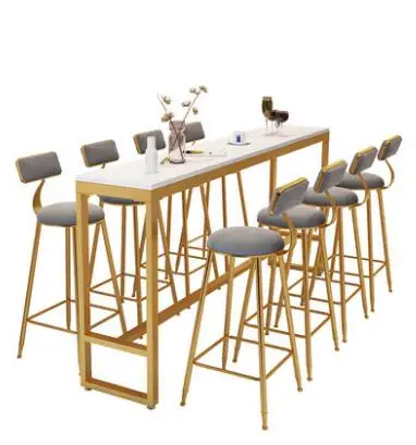 Nordic marble bar table contracted iron art against the wall high table household milk tea cafe bar long and chair