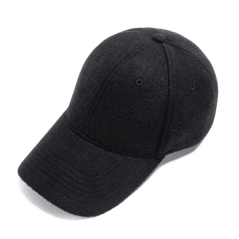 Men Women Unisex Woolen Baseball Cap Winter Wide Brim Warm Thicken Peaked Hat Outdoor Sports Snapback Hat