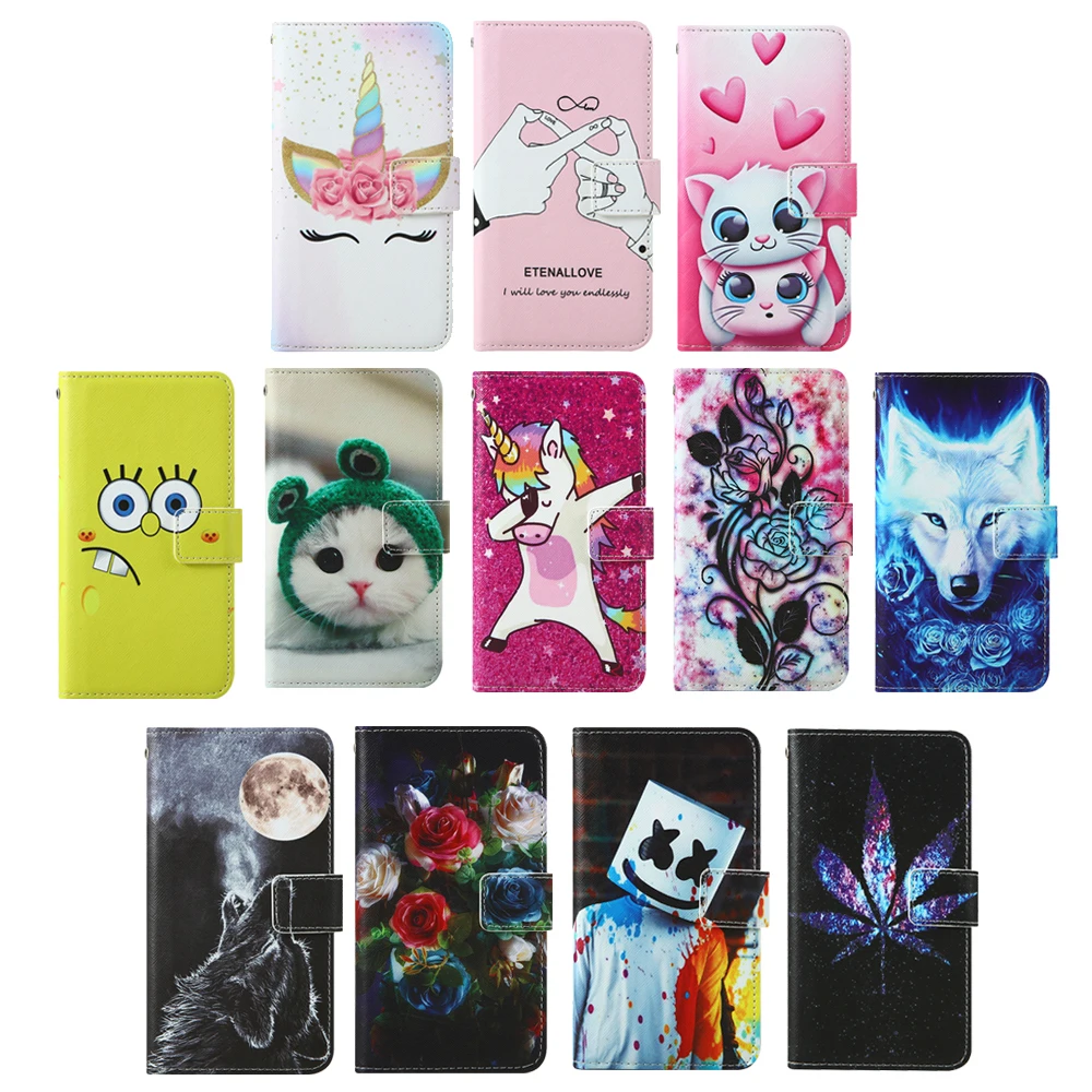 For Samsung Galaxy V Grand Prime Note 4 Edge Grand 2 Alpha S5 mini Duos Avant Star 2 Plus Painted flip cover slot phone Case