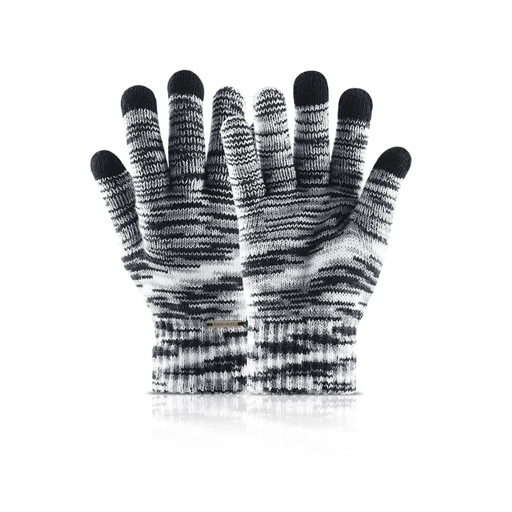 Мужские и женские градиентные зимние вязаные перчатки унисекс с сенсорным экраном смартфон планшет полная митенки для пальцев