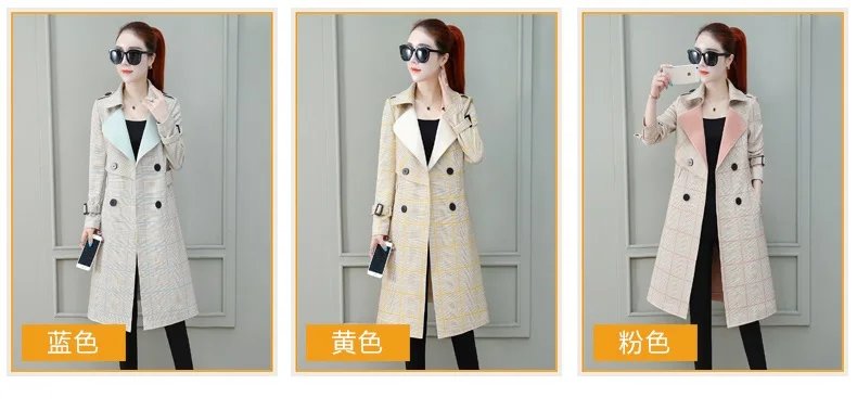 Autumn deer velvet plaid jacket female was thin spring fashion windbreaker coat ladies medium long windbreaker women's jackets