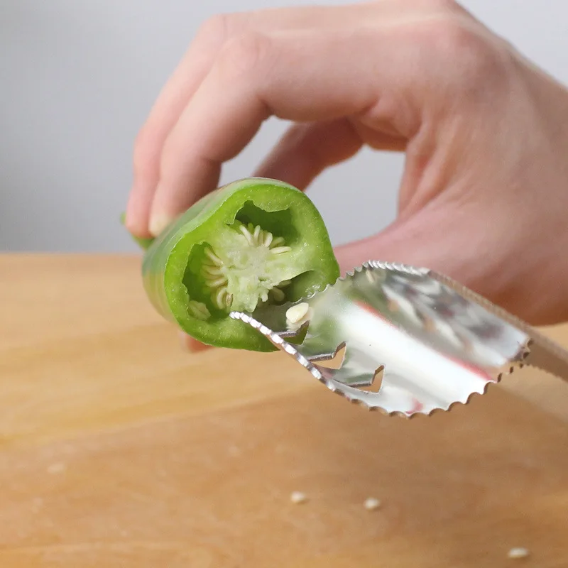 Jalapeno перца чили сердцевины из нержавеющей стали кабачки огурец с зубчатым краем легко удалить семена ваших овощей