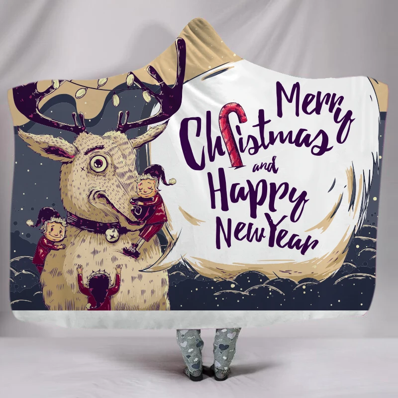 Одеяло с капюшоном фестиваль X-mas Throw печатных мягкий короткий пух носимых теплый плед Joyous Cobija Cobertor одеяло на искусственном меху - Цвет: Оливково коричневый