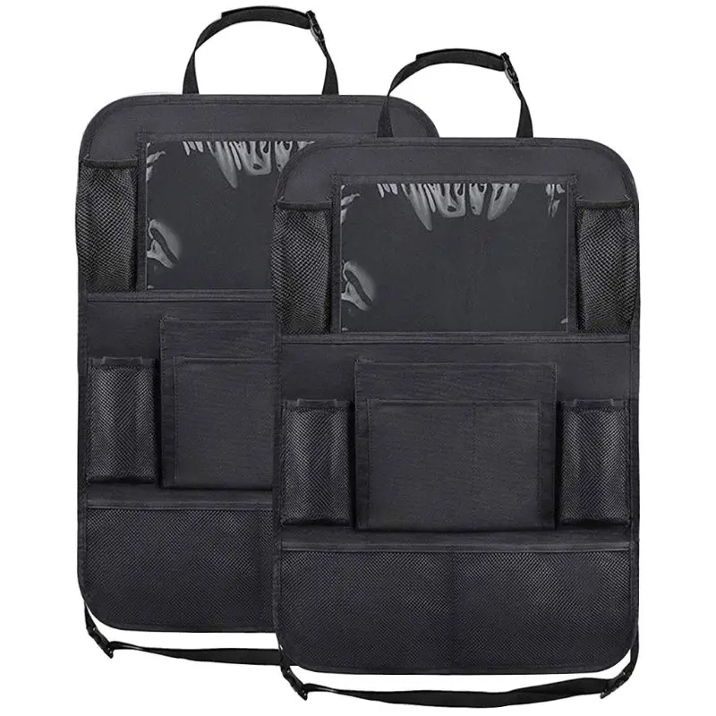 

2Pcs Car Back Seat Protector Organizer Kick Mats with Touch Screen Tablet Holder