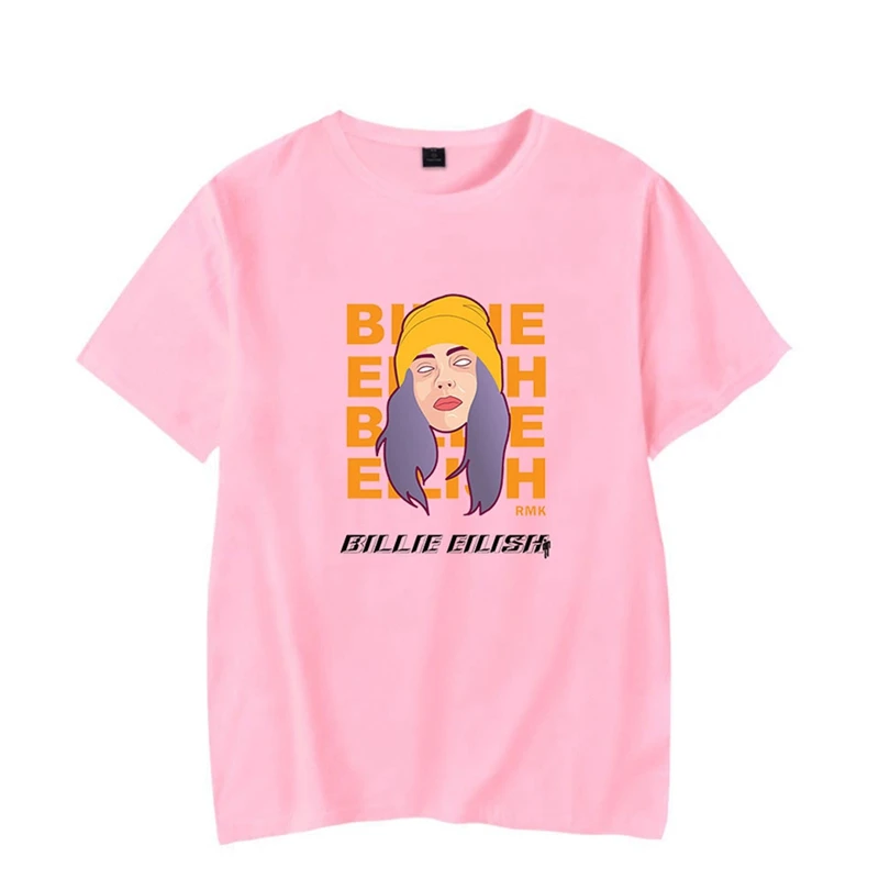 Зеленый Billie Eilish Футболка Harajuku с круглым вырезом футболка с коротким рукавом для мужчин и женщин уличная хип-хоп футболка крутой для хипстеров футболки с графикой - Цвет: Зеленый