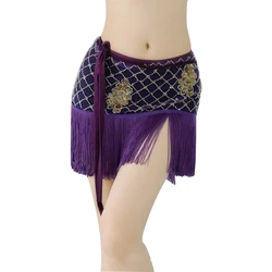 New Arrival 2022 3 Style Sequins Embroidery Belly Dance Tassel Hip Scarf Women Performance Costume Accessories Bellydance Belt