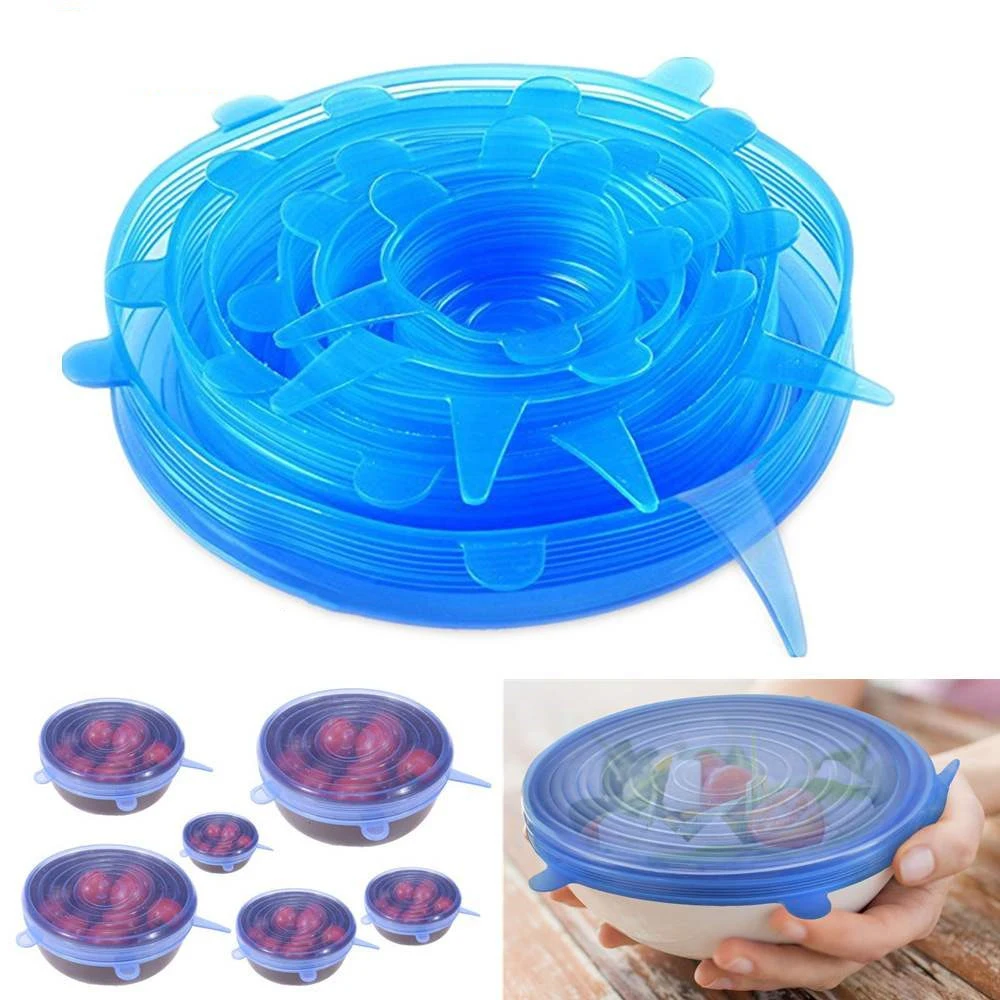 6pcs/Set Food Silicone Cover Cap Universal Lids Cookware Bowl Reusable Microwave Stretch Kitchen Accessories | Дом и сад