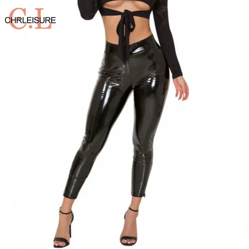 CHRLEISURE, женские блестящие леггинсы, сексуальные, из искусственной кожи, зимние, женские, пуш-ап, модные, сексуальные, обтягивающие леггинсы, длинные штаны, женские S-XL
