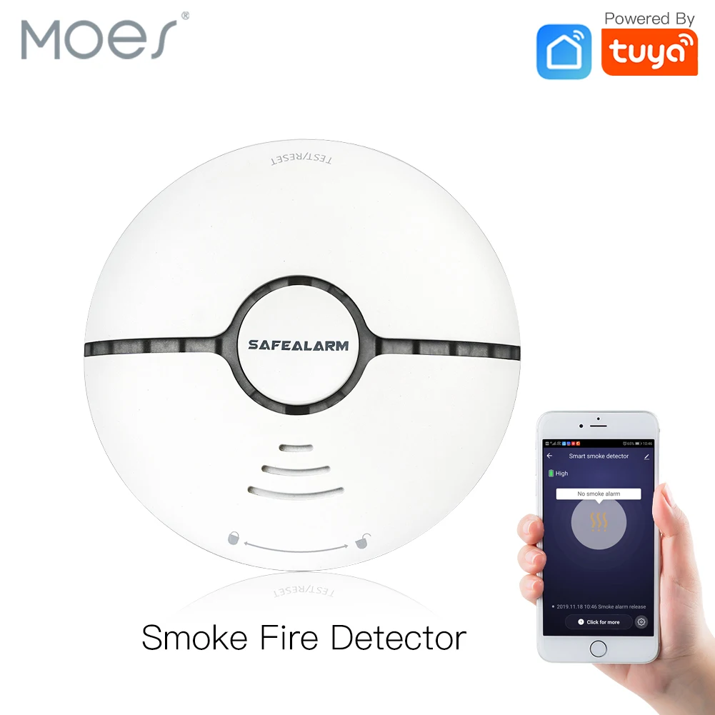 

WiFi Smart Smoke Fire Alarm Sensor Detector Home Security System Battery-powered Alarm Wireless Smart Life Tuya App Control