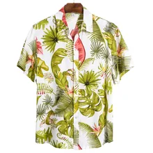 

Mens Ethnic Short Sleeve Shirts Casual Cotton Linen Flower Print Hawaiian Shirt Beach Top 2021 Summer Blouse Camisa Masculina