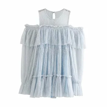 

Elegant women lace mini dress Chic Off the Shoulder long sleeve dresses Luxury spring slim female evening party dress vestidos