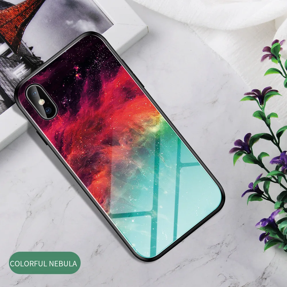Градиентное закаленное стекло для iPhone XS Max XR X 8 7 6 6s Plus мраморная защитная задняя крышка для телефона чехол для iPhone 8