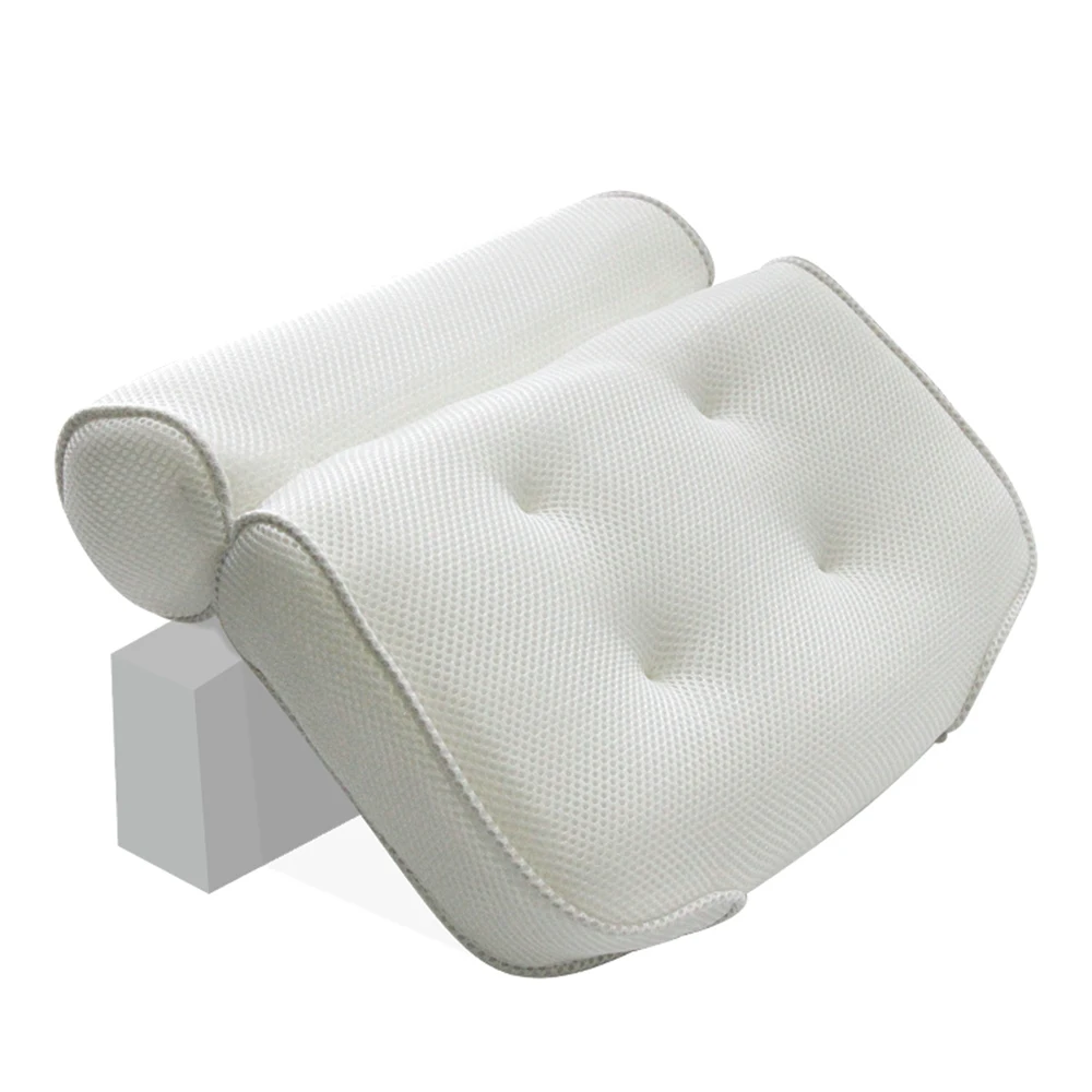 3D Air Soft Bath Pillow Mesh Bathtub Pillows Powerful Suction Cups Non-slip Bathroom SPA Supplies Back and Shoulder Support