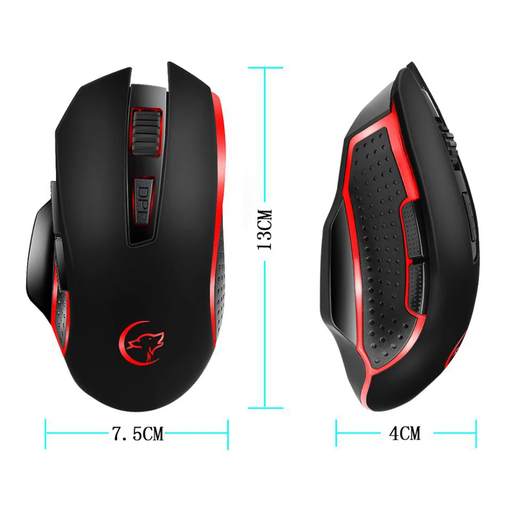 2400DPI 2.4GHz Wireless Silent Click Rechargeable Optical Mouse for PC Gaming Laptops Game Wireless Mice with USB Receiver Mause
