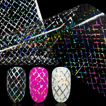 

100x4cm Holographic Grid Starry Nail Foil Laser Line Nail Art Transfer Sticker Shiny Nail Art Decorations Accessories ZJT4095