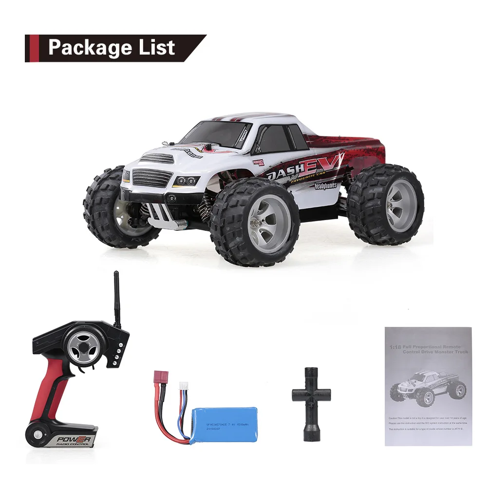 WLtoys A979-B 1/18 RC Car 4WD 70KM/H High Speed Racing Car Electric Full Proportional Big Foot Truck 2.4G Remote Crawler RTR