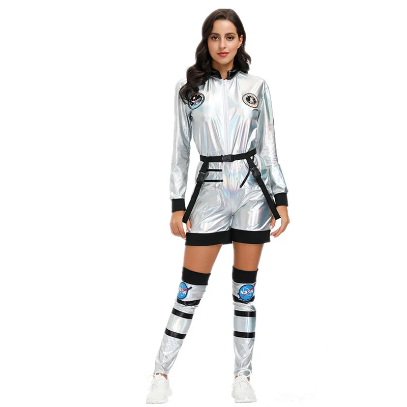 

Женский серебристый костюм астронавта для косплея на Хэллоуин