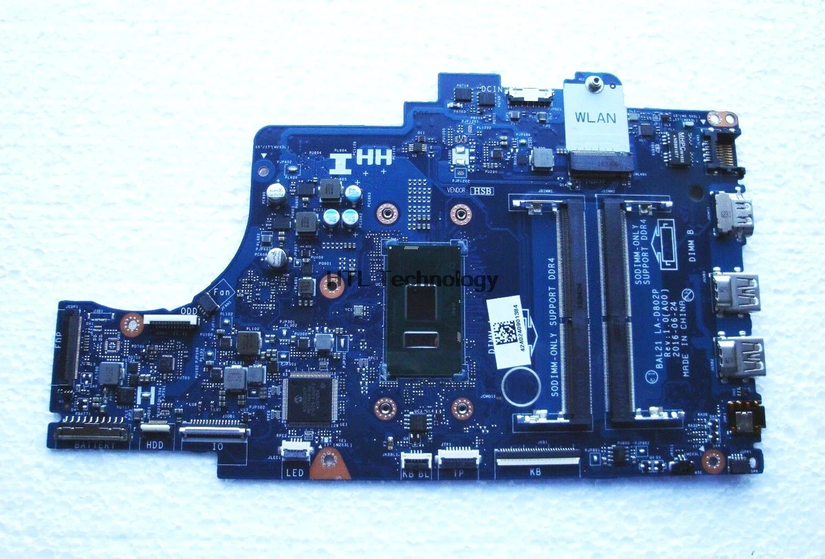Материнская плата для ноутбука Dell Inspiron 15 5567 BAL21 LA D802P CN 081YW5 I7 7500U Процессор DDR4
