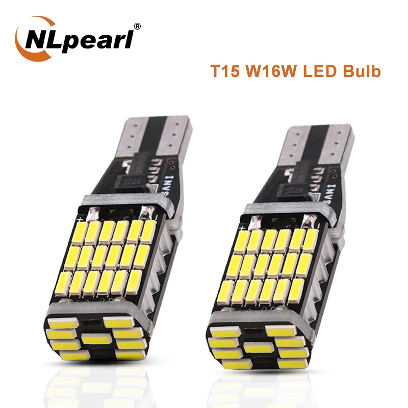NLpearl 2x сигнальная лампа W16W T15 светодиодный ламп супер яркий 45SMD 4014 чипы 921 912