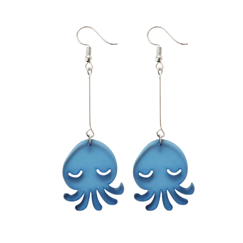 Cute Long Acrylic Dangle Earrings For Women Fish Shape Hanging Drop Earrings Femme Girls Jewelry