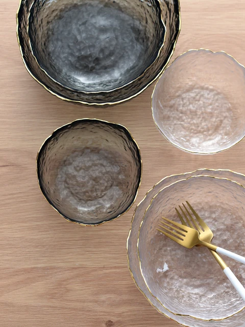 Nordic Home Tablewares Gold Inlay Dry Fruit Bowls Decorative Crystal Glass Salad Bowl Soup Bowl миска fruteros de cocina miska 5