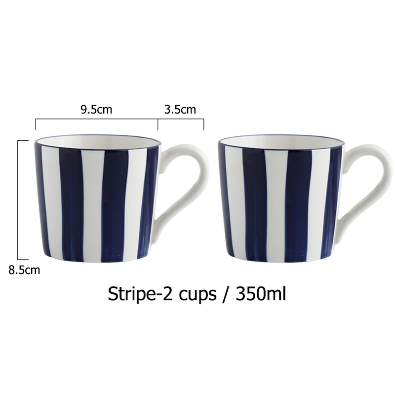 1.5L синий керамический кувшин для воды, молока, чай сок, бутылка, бытовой кухонный горшок для воды, кружка-чайник, микроволновая печь - Цвет: Stripe 2 cups