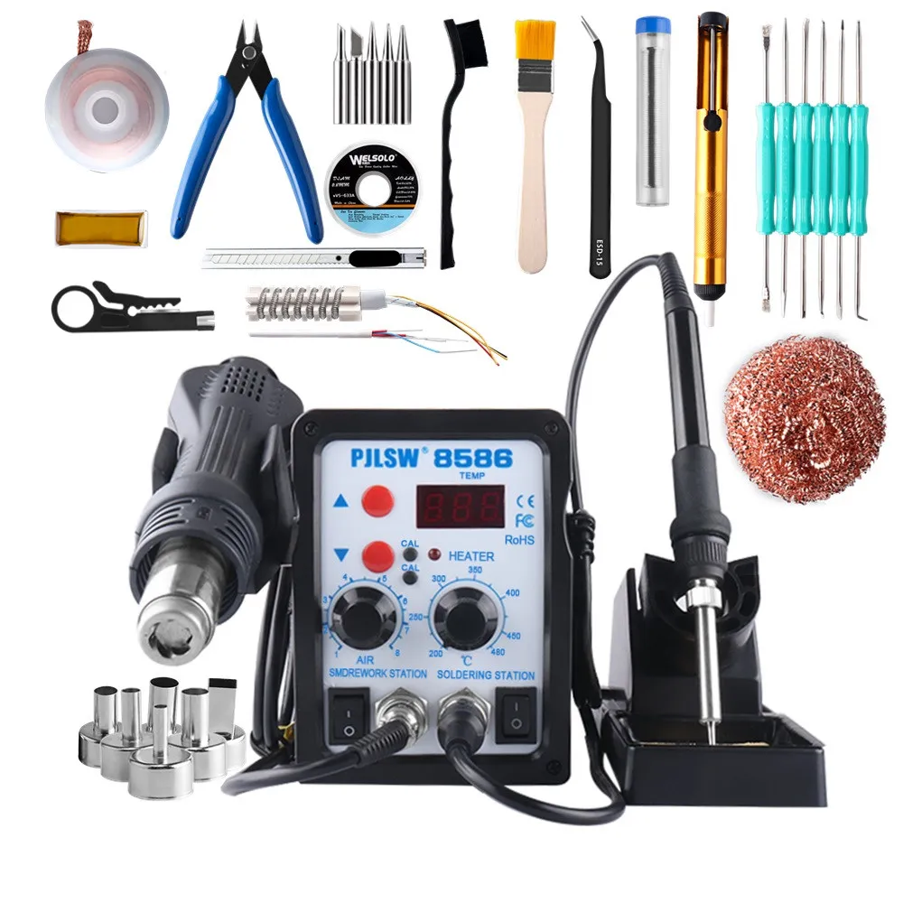 F PJLSW 8586 750 Вт Цифровой дисплей ESD Электрические паяльники+ DIY фена лучше BGA SMD паяльная станция - Цвет: F