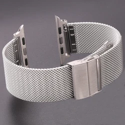 Elegant Mesh Milanese Loop Bracelet for Smartwatch in Silver Black (Silver)