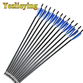 

Hunting Archery 12pcs/lot 17" Crossbow OD8.8mm Carbon Arrow Bolts Arrowhead Vanes for Compound Bow