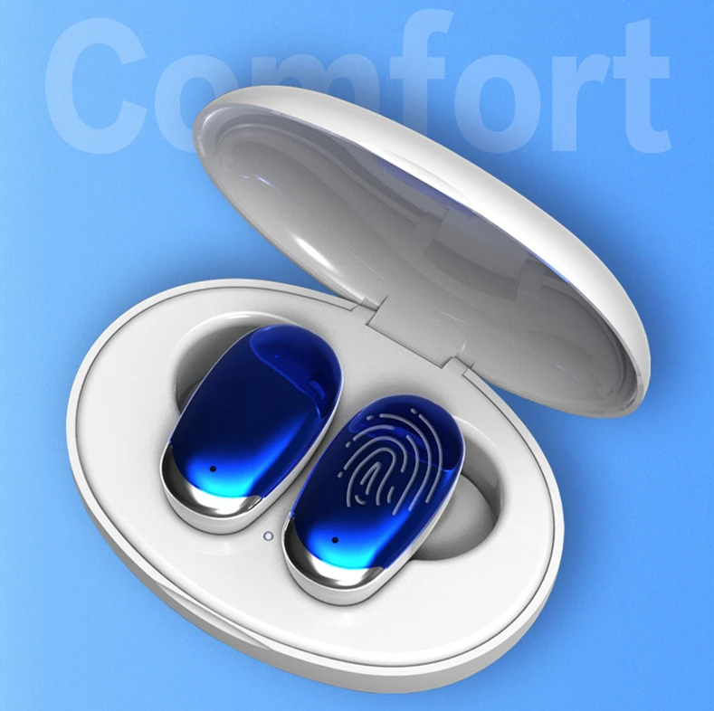 BLUE KEJI Bluetooth 5,0 беспроводные наушники Беспроводные наушники с сенсорным управлением 3D стерео с шумоподавлением Игровые мини спортивные наушники с микрофоном наушники беспроводные - Цвет: BLUE