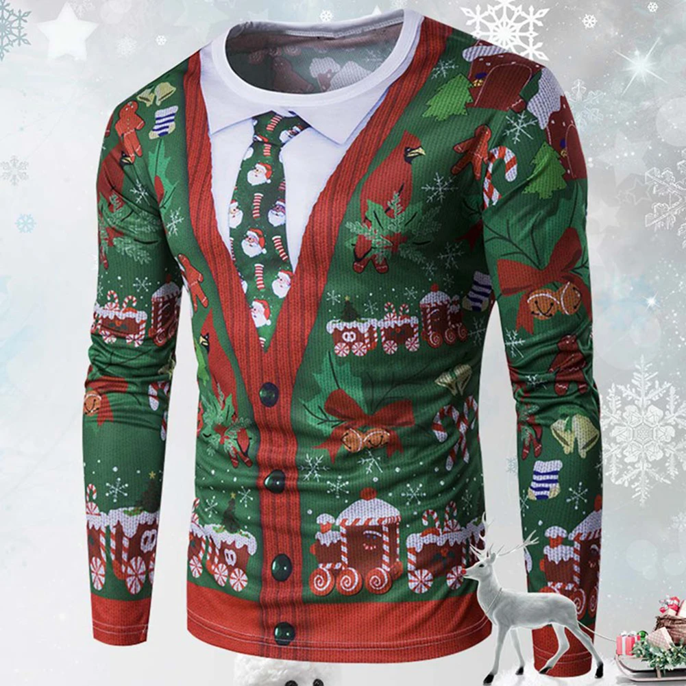 Рождественская футболка с Санта Клаусом и колокольчиками, уличная одежда, вечерние мужские футболки с принтом, топ с длинными рукавами, забавные компрессионные футболки, hombre