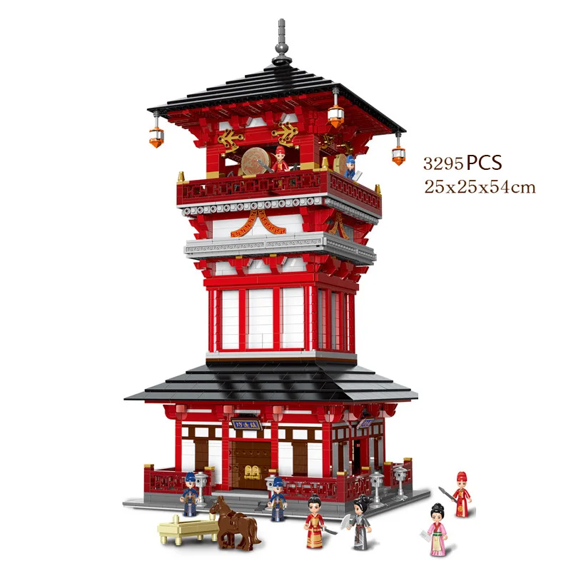 

Creator China ancient Watchtower and arrow tower City street view moc building block Chinatown figures bricks toys collection