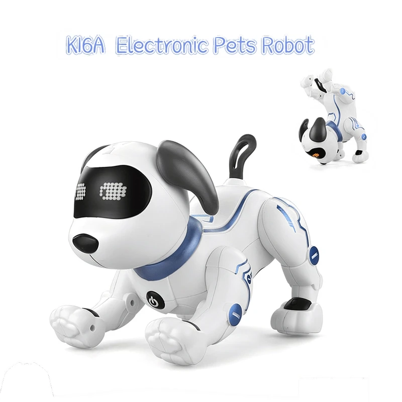 LE NENG-juguetes K16A para niños, animales electrónicos, mascotas, Perro Robot, acrobacias, mando de voz, música programable, juguete para niños, regalo