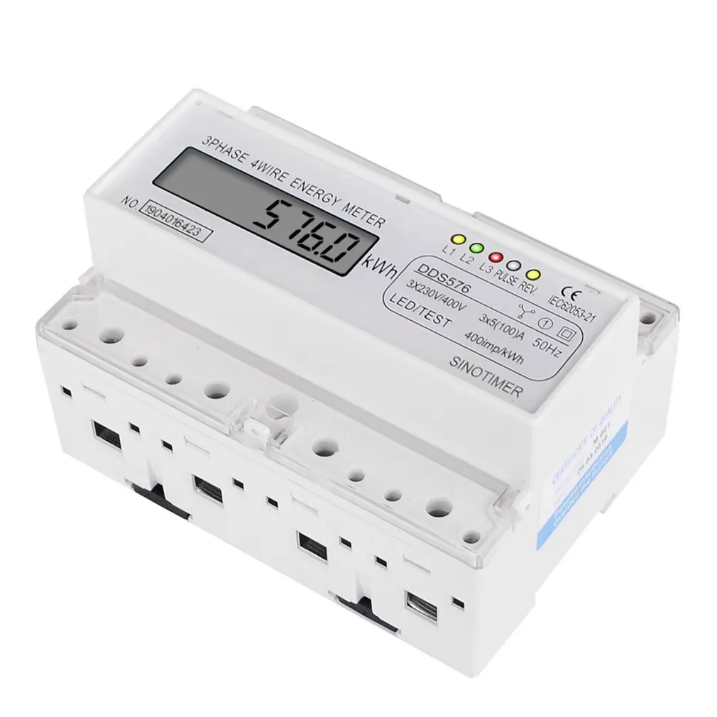 SINOTIMER DDS576 трехфазный 4 провода 7P ЖК-цифровой ваттметр энергопотребление din-рейка Электрический счетчик переменного тока 380 В
