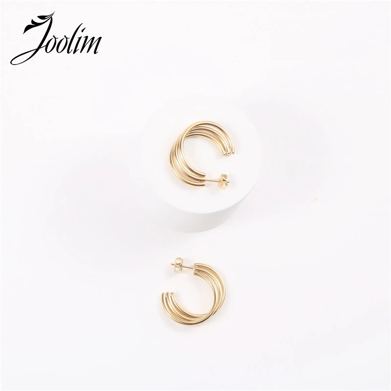 

Joolim Gold Color Stainless Steel Hoop Earrings Design Jewelry 2020 Wholesale