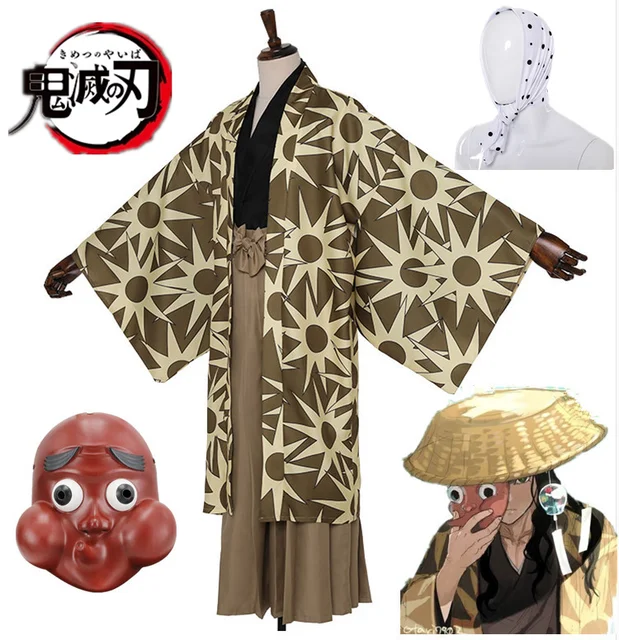 Demon Slayer Kimetsu no Yaiba Haganezuka Hotaru Cosplay Costume Kimono Set  With Scarf Halloween Carnaval Christmas Costume Gift