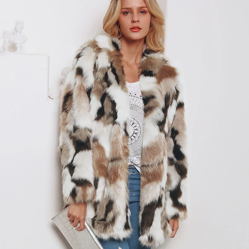 Большие размеры модное пальто из искусственного меха Женское зимнее пальто осень теплая мягкая леопардовая куртка с принтом женская верхняя одежда