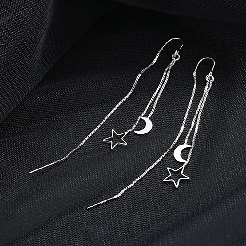 Women Korean Earrings Fashion Chain Tassel Drop Earrings Retro Silver Color Hanging earrings trend Jewelr dangle earrings,drop earrings,crystal tassel earrings,long earrings