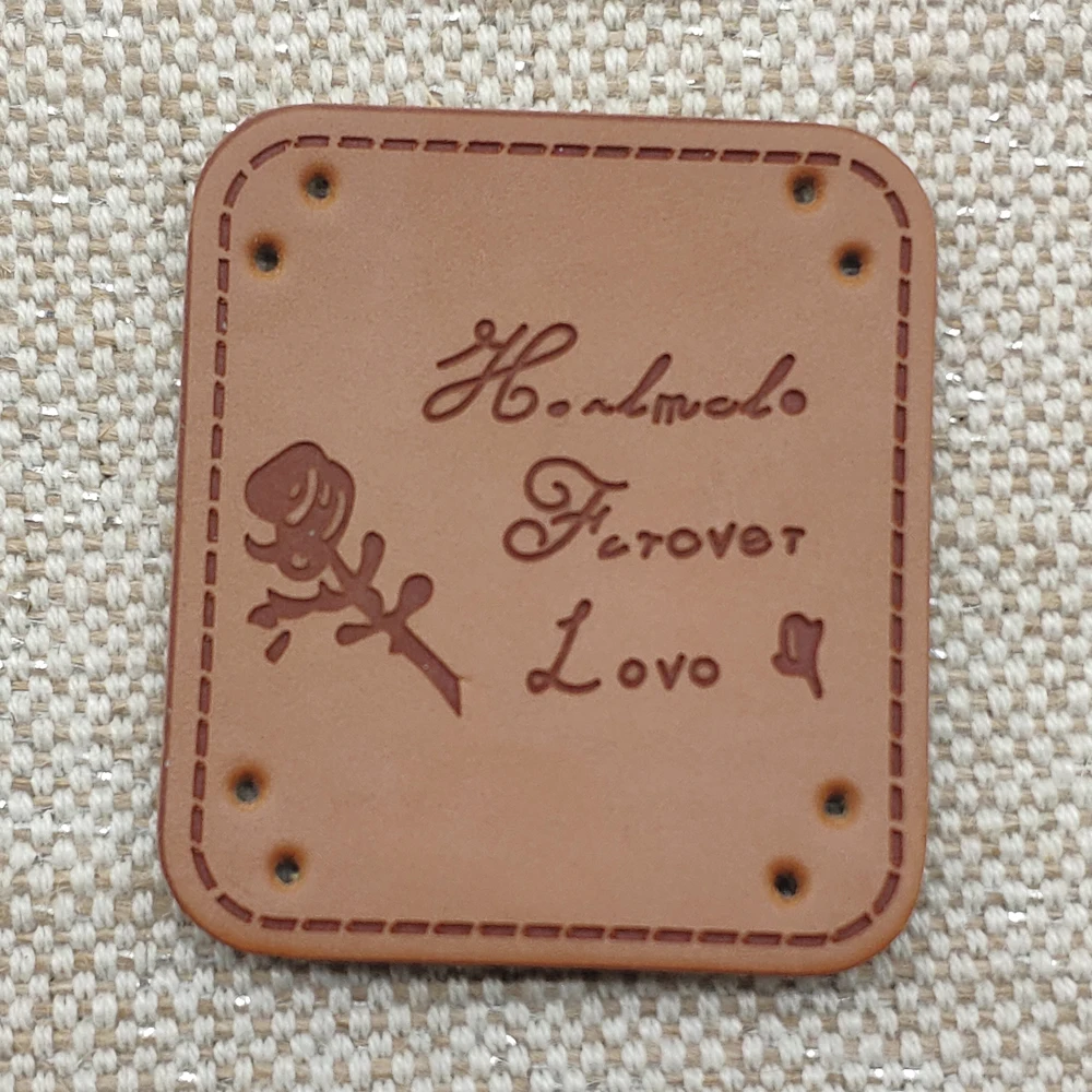 Ручной работы forever love кожаные этикетки для одежды ручной работы ПУ патч с розой для одежды рюкзак этикетка ручной работы для подарка