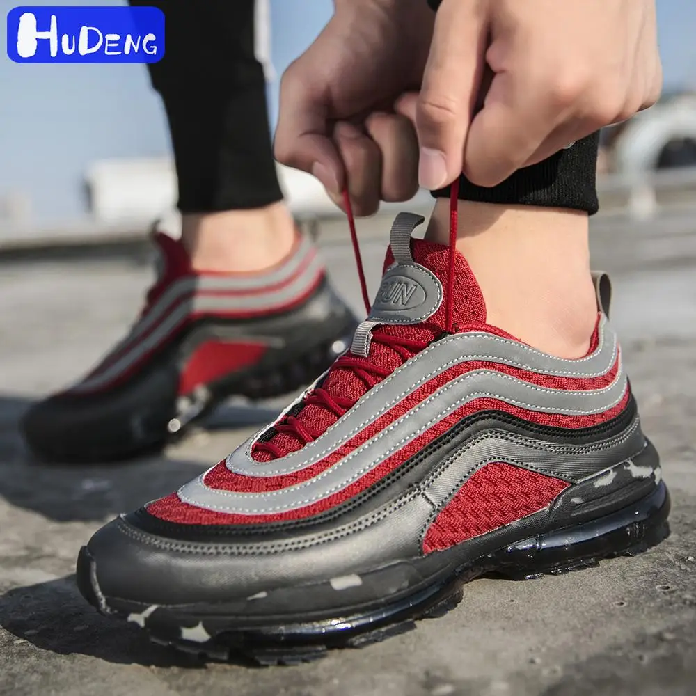 Men Sports Silver Bullet Full Palm Air Cushion 3M Reflective Shoe Running Air Cushion Shoe Man Breathable Sneaker 46Size 12