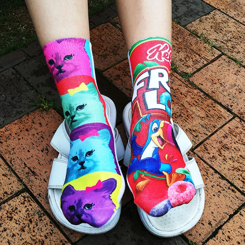 5 пар/лот, милые носки с 3D принтом, настраиваемые, модные, забавные, низкие, короткие, художественные, Kawaii Sox, Harajuku, хип-хоп, новинка, женские носки