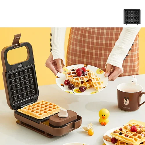 Joyoung 전기 와플 메이커, 크레이프 머신, 샌드위치 베이킹 머신, 논스틱 만화 아침 식사, 2 플레이트 핑크 샐리, 220V 5